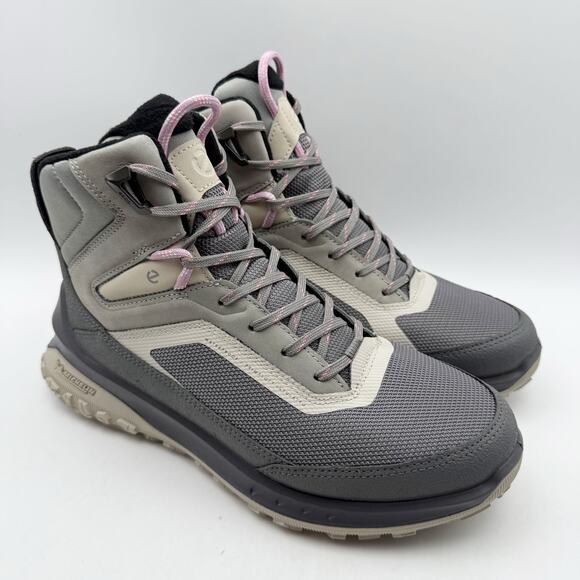 ECCO Womens Ultra Terrain Mid Warm Hiking Boot EU 37 US 6-6.5 Grey Nubuck WP NIB - Picture 6 of 13